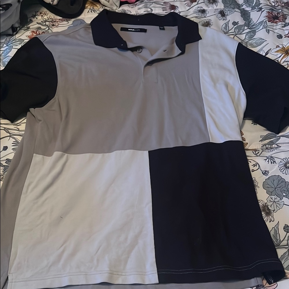 Men's Black and Gray Polo Shirt